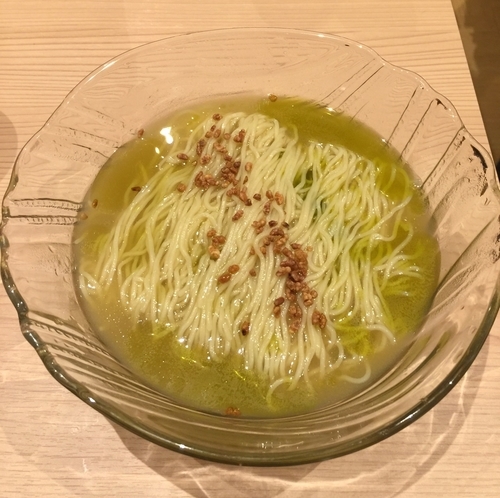 「限定 ほうじ茶と抹茶の冷やしそば」@鯛塩そば灯花 本店の写真