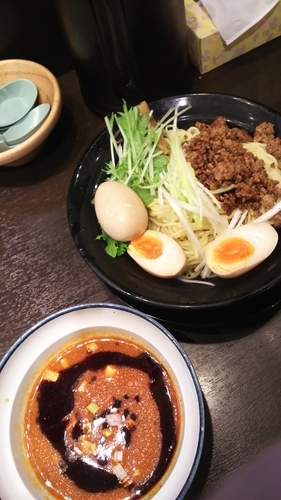 「冷やし坦々つけ麺(大辛)+クーポン味玉 850円」@横浜家系ラーメン 太田商店の写真