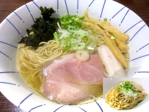 「煮干そば塩（750円）＋【期間限定】イカ和え玉（200円）」@二代目 むじゃきの写真