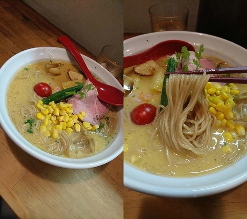 「期間限定『冷しえびもろこしらーめん+大盛(￥900+50)』」@めん屋 平右衛門の写真