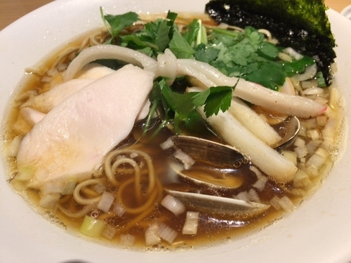 「鶏・煮干・蛤のトリプルSOBA」@Ginza Noodles むぎとオリーブの写真
