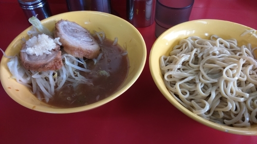 「ニンニクつけ麺(小麺少なめ)700円+現金100円」@ラーメン二郎 茨城守谷店の写真