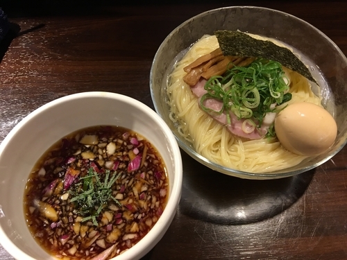 「冷やし昆布出汁鯵煮干しつけそば 900円 味玉100円」@九十九里煮干つけ麺 志奈田の写真