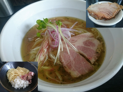 「冷やし煮干しそば+厚切り豚+和え玉」@陽はまたのぼるの写真