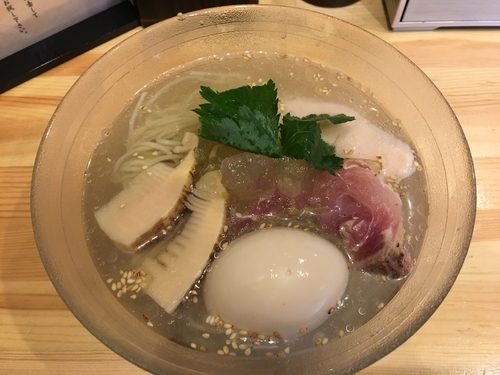「冷製鶏そば〜ジュレ仕立〜 850円 ひつまぶし 390円」@自家製麺 竜葵の写真