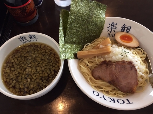 「琥珀つけ麺(850円)+楽観揚げ餃子(280円)」@楽観 立川の写真