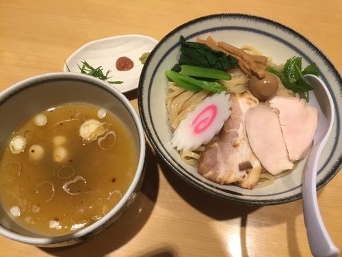 「鶏と魚介の塩つけ麺 大【850円】」@銀座 朧月 鶏処の写真