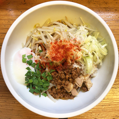 「スタミナ担々まぜそば 辛さ1」@辛っとろ麻婆麺 あかずきんの写真