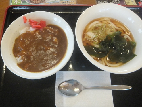 「朝カレーセット300円(温かいうどん)」@山田うどん食堂 小山新4号バイパス店の写真