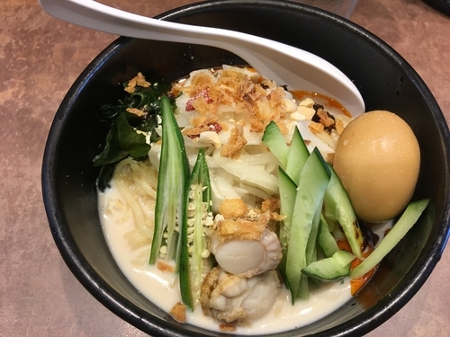 「ホタテのクリーミー冷やし中華 900円 味玉 100円」@NOODLE SOUNDSの写真