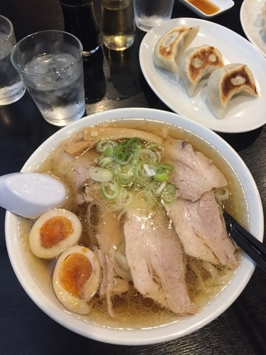 「チャーシューメン、味玉、餃子」@佐野青竹手打ちラーメン 大和の写真