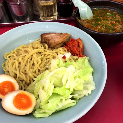 「旨辛スタミナつけめん（半ライス付）1,000円　味玉0円」@ラーメン山岡家 足利店の写真