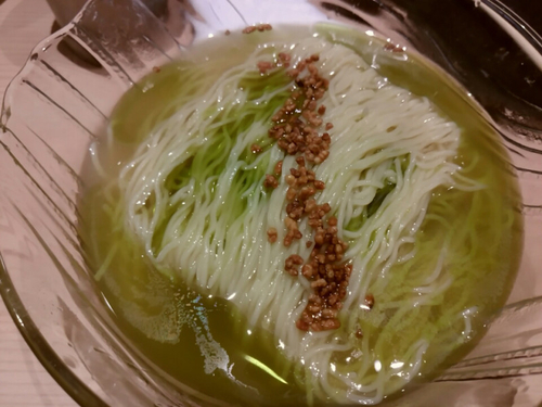 「【限定】ほうじ茶と抹茶の冷やしそば」@鯛塩そば灯花 本店の写真