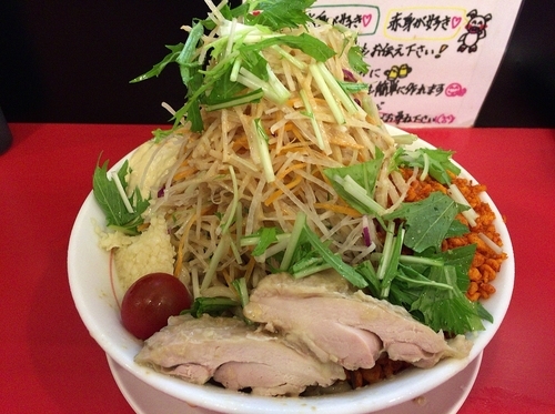 「冷やし中華アブラ以外全マシ（850円）」@鷹の目 獨協大学前本店の写真