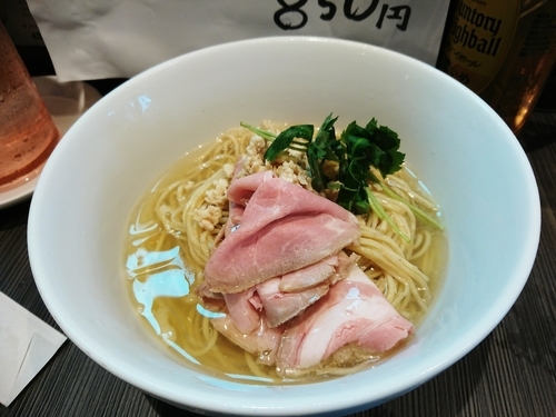 「【限定】冷やし鶏鮭そば850円＋特製オツマミ&冷酒」@柳麺 呉田-goden-の写真
