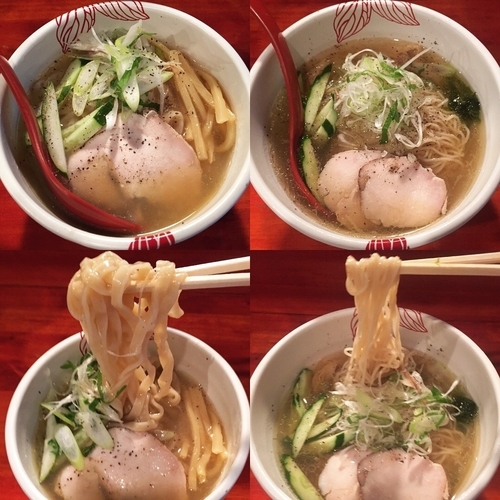 「ぷるぷるスープの鶏にぼ冷やしハーフ450円」@麺処 あす花の写真