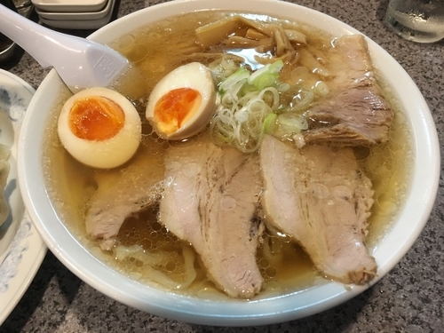 「チャーシューメン+味玉+焼餃子3ケ」@佐野青竹手打ちラーメン 大和の写真