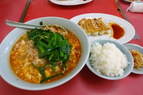 「タンタンメンCセット１０００円（餃子+半ライス）大辛+ニラ２」@中華タンタンメン本舗 きんけの写真
