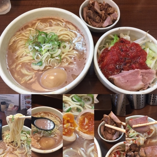 「らーめん トマベジ 味玉とほぐしチャーシュートッピング1050円」@麺処 一笑の写真