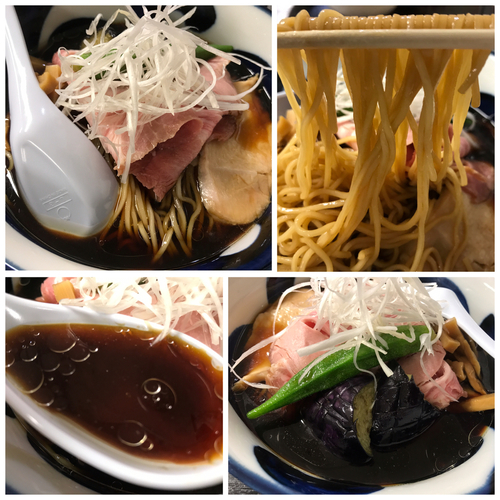 「冷し煮干そば黒醤油 夏野菜添え 800円」@寿製麺 よしかわ 全国アンテナショップ＆夏のグルメフェアの写真