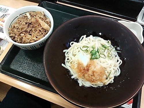 「すだちおろしうどん＋和風牛丼ミニ」@なか卯 本郷三丁目店の写真