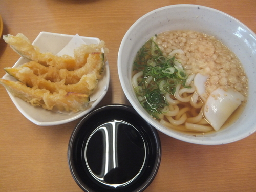 「平日限定かけうどん130円＋税＆かぼちゃ天100円＋税」@スシロー 夏見台店の写真