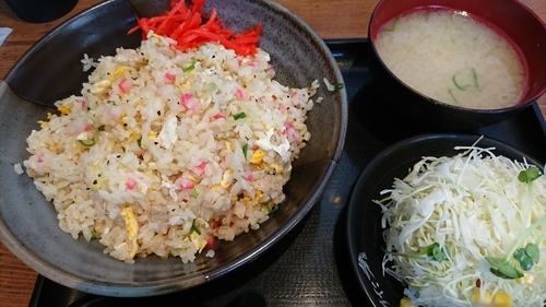 「チャーハン（６８０円）＋プチサラダ＝８００円」@伝説のすた丼屋 川崎店の写真