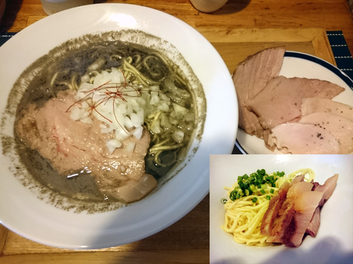 「大羽いりこと烏賊煮干＋肉増し＋鰯油の替え玉」@中華蕎麦 はざまの写真