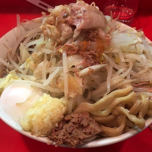 「小ラーメン（ニンニク，アブラ）＋温泉玉子」@ラーメン二郎 府中店の写真