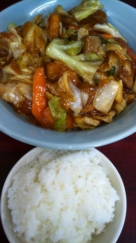 「冷やし大盛＋ライス半盛り」@スタミナラーメン 松喜吉の写真