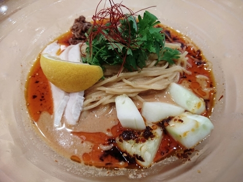 「【夏季限定】冷やし豆乳担々麺994円＋小ライス108円」@塩逸品 五代目 けいすけの写真