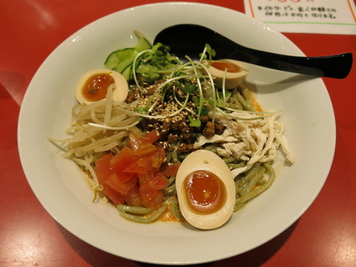 「冷し担々麺＋緑麺変更：850円＋20円」@つけめん工房 浅草製麺所の写真
