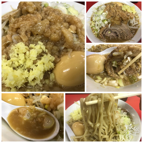 「らーめん並 750円 ヤサイチョイマシアブラショウガネギマシ」@ラーメン一心の写真