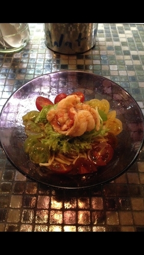 「オマール海老とカラフルトマトの冷やし和えそば贅沢オマールテー」@らーめん 五ノ神製作所の写真