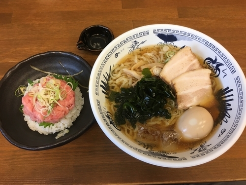 「冷やしラーメン+味玉+ねぎとろ丼／￥750+100+300」@喜多方食堂 浅草本店の写真