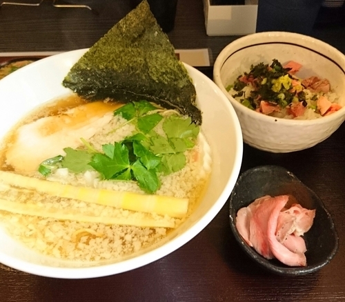 「背脂煮干そば伊吹＋煮干茶漬け」@麺匠えにしの写真