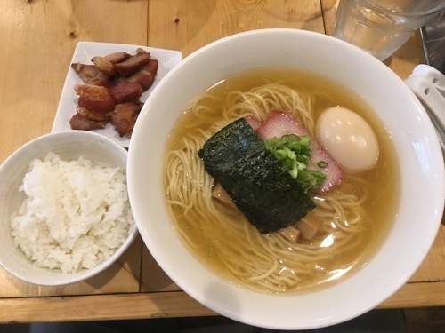 「白だし味玉そば+切落しチャーシュー+小ライス／￥1,000」@支那そば 大和 稲荷町本店の写真