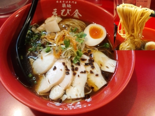 「ちゃーしゅー海老そば880円」@海老そば専門店 築地 えび金の写真