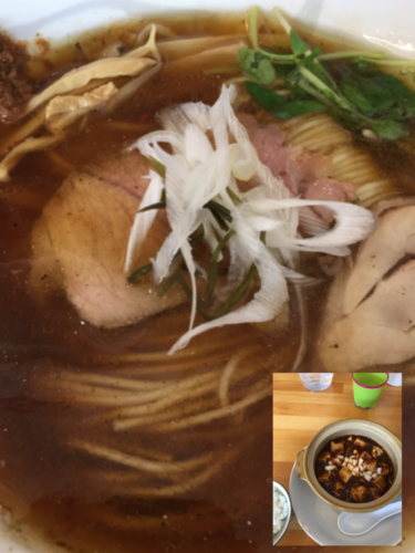 「らーめん（正油）＋半麻婆豆腐＋半ライス（麻婆豆腐定食）」@らーめん食堂 ゆうき屋の写真