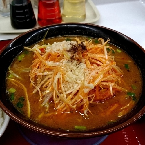 「ネギカレーラーメン（ニンニク多め）」@くるまやラーメン 東村山店の写真