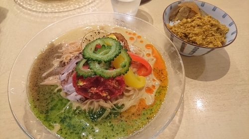 「冷やしカレーそば＋キーマ飯」@饗 くろ㐂の写真