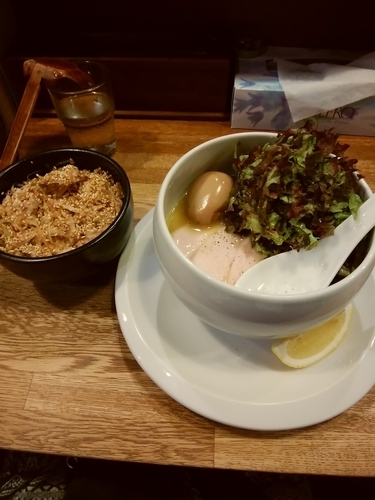 「鶏白湯ラーメン塩・ネギチャーシュー丼」@麺屋時茂の写真