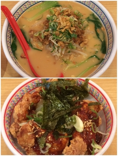 「冷たい担々麺+金のからあげ丼」@どうとんぼり神座 新宿店の写真