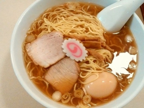 「中華ソバ＋味玉子（麺硬め）」@赤坂味一 亀戸店の写真