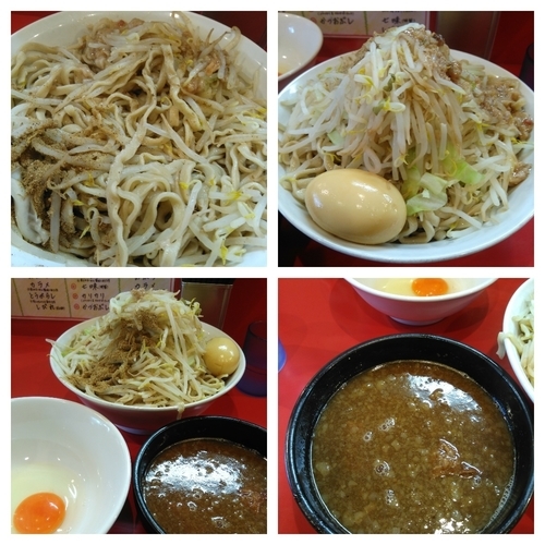 「小つけめん（野菜、アブラ、魚粉）＋生卵」@麺屋 桐龍の写真