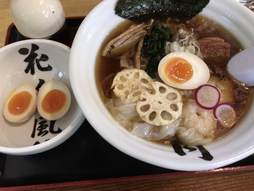 「夏季限定：冷やし海老ワンタンメン850円+味玉100円」@花鳥風月 酒田本店の写真