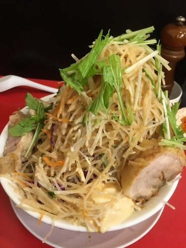 「冷やし中華＋豚2枚」@鷹の目 獨協大学前本店の写真