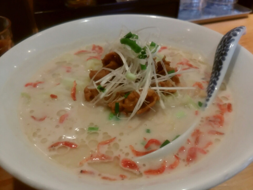 「【限定】次世代海鮮胡麻白湯そば～ソイミルク塩仕立～900円」@らぁ麺屋 つなぎの写真