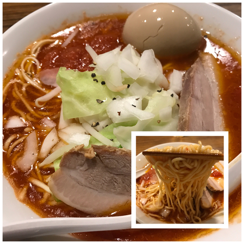 「とまとらーめん 750円 ラーパス味玉」@らーめん カッパハウスの写真