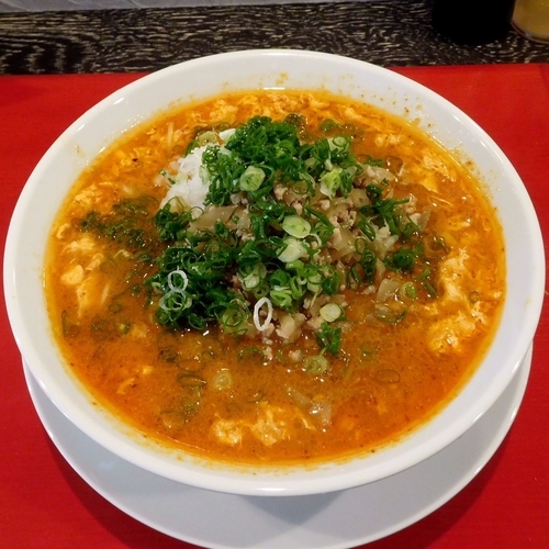 「辛卵坦々麺（780円）＋ニンニク多め＋ライス（100円）」@傾寄屋本舗 倶利伽羅の写真